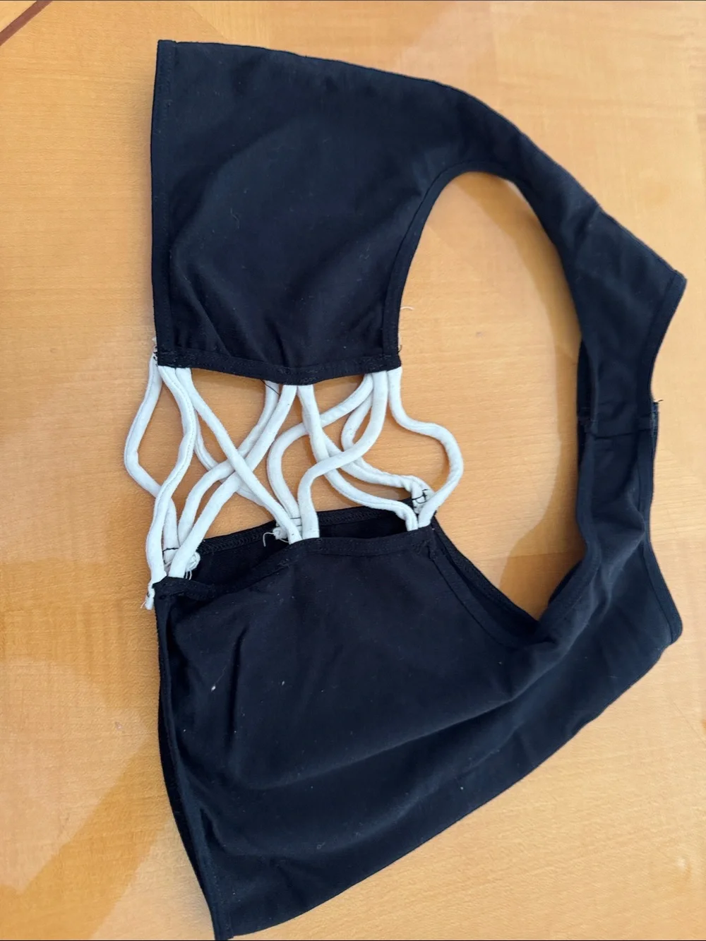 Free People Black Crop Top with White Side Straps